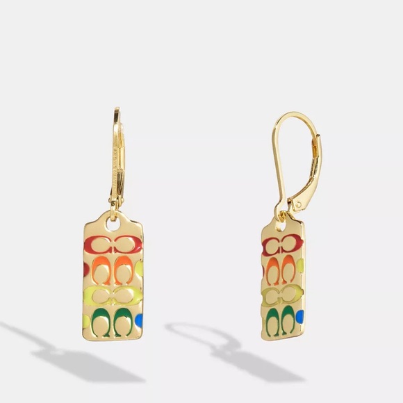 COACH Quilted Tag Drop Earring - Picture 1 of 4